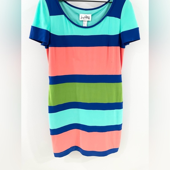 Joseph Ribkoff Color Panel Stripe Sheath Dress Size 10 - Picture 3 of 5
